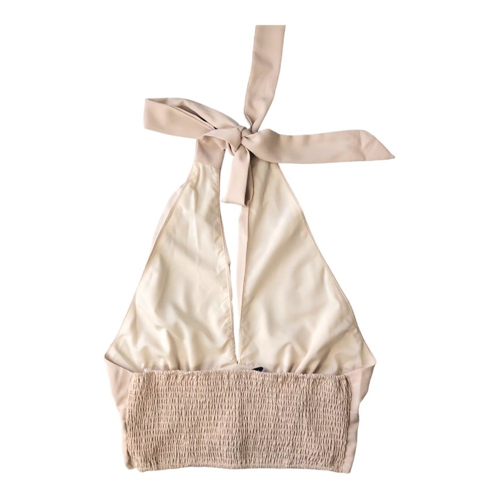 HYFVE, HYFVE, HYFVE, V-Neck Beige Halter Crop Top Sizes M - Picture 5 of 8